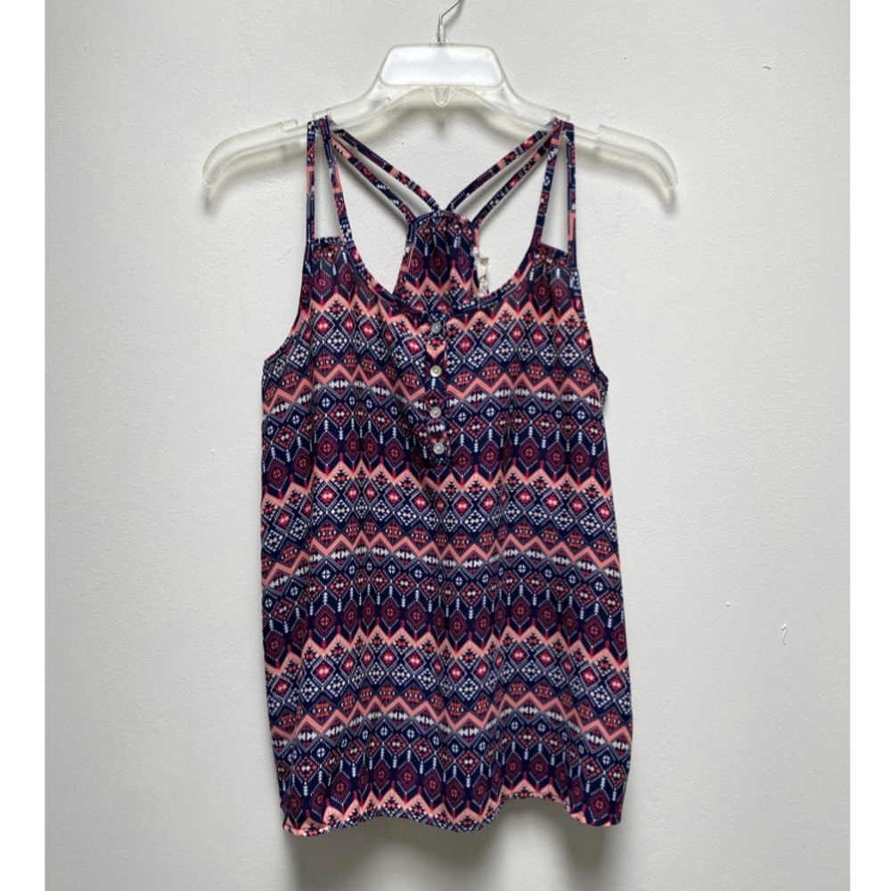 Pink Rose • Aztec Geometric Pattern Tank Top